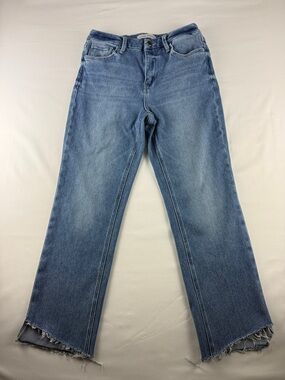 Flying Monkey Light Wash Straight Jeans Size 28 Raw Asymmetrical Hem